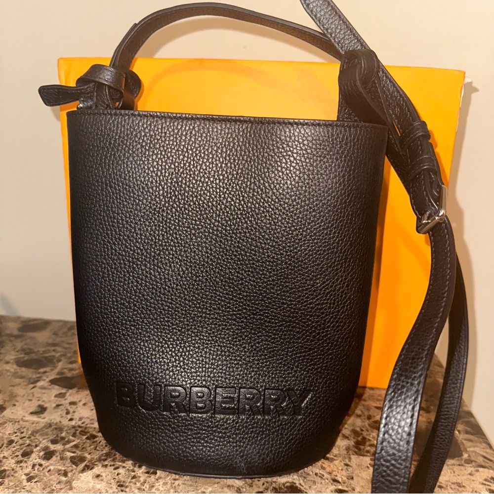 Burberry logo leather bucket bag